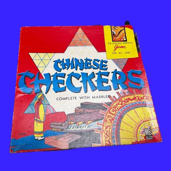 Vintage Chinese Checkers Board Milton Bradley Replacement Box Board Marbles - Picture 2 of 4
